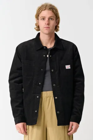 CORD QUILTED OVERSHIRT - BLACK