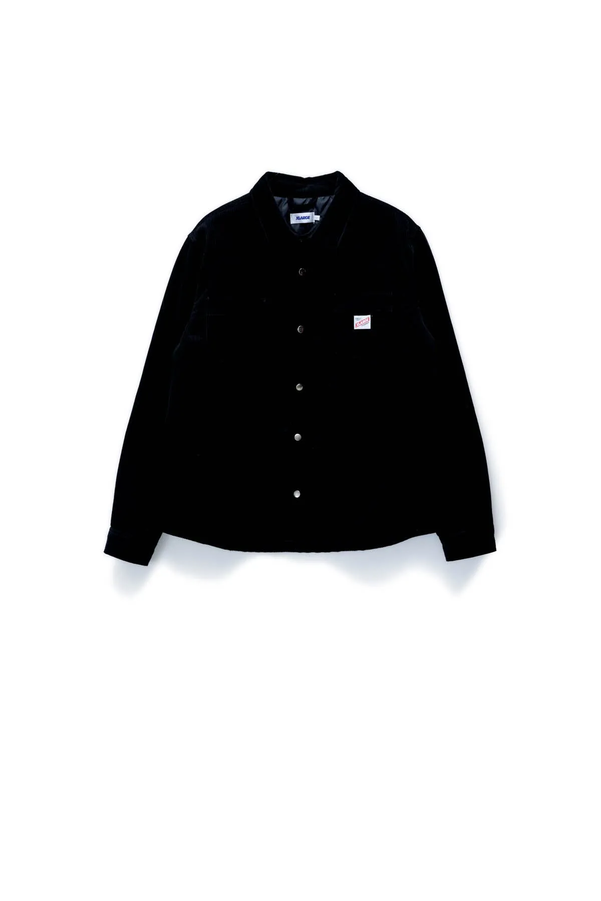 CORD QUILTED OVERSHIRT - BLACK