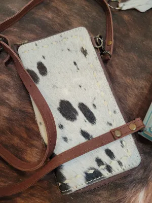 Cow Hide Double Zip Wallet / Crossbody
