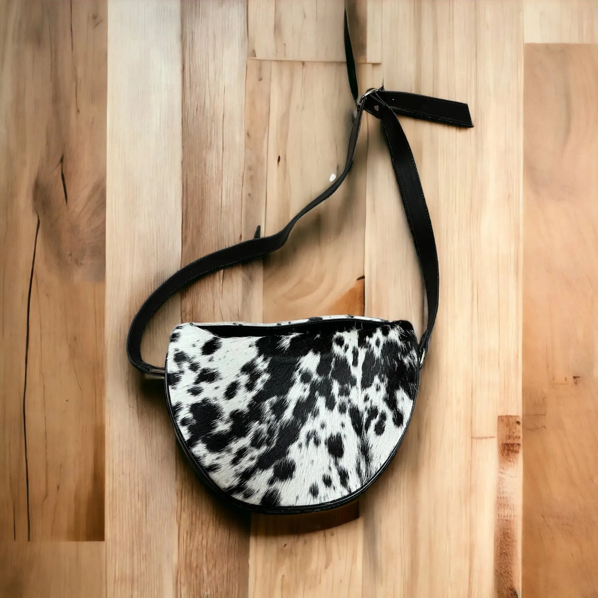 Cowhide moonshape crossbody