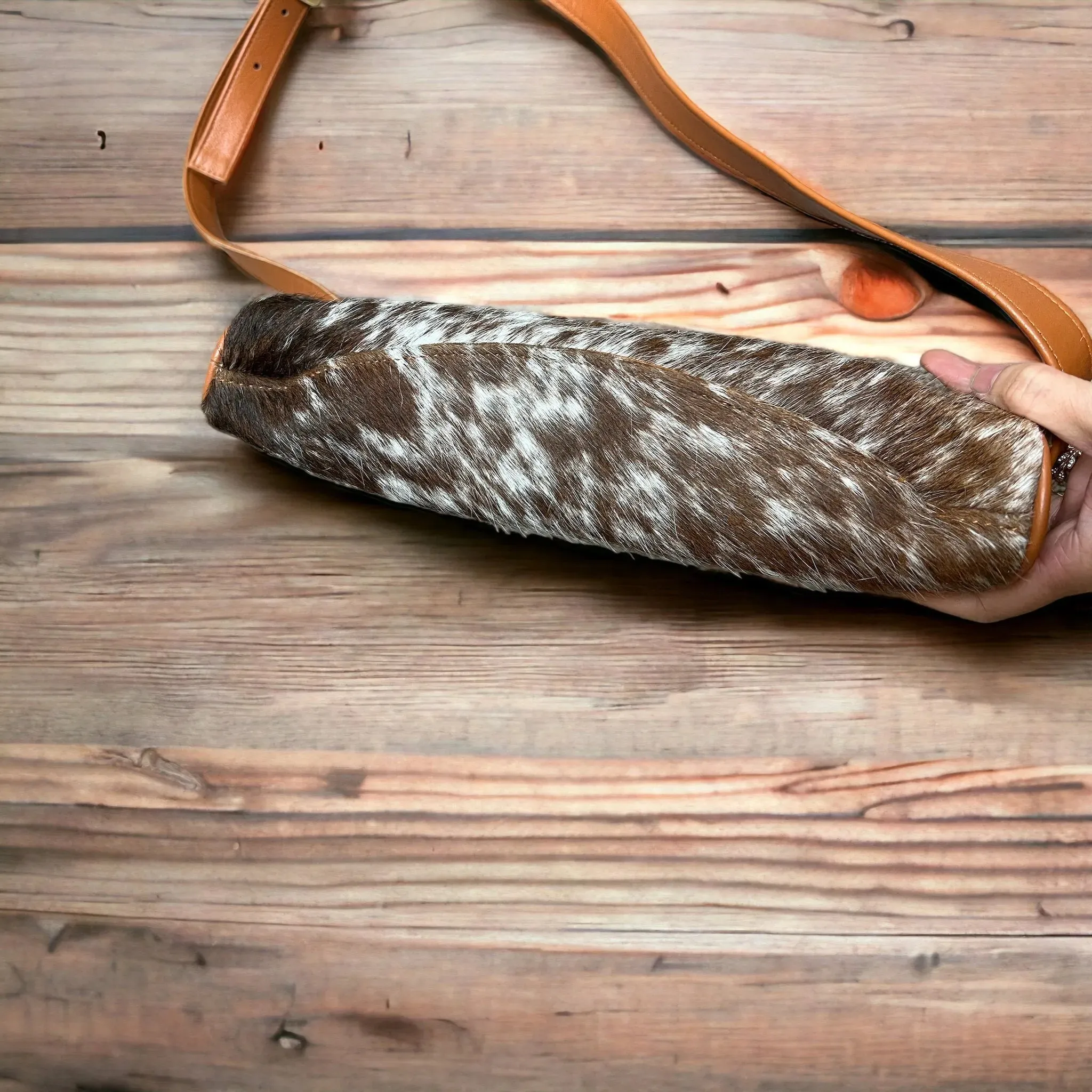 Cowhide moonshape crossbody