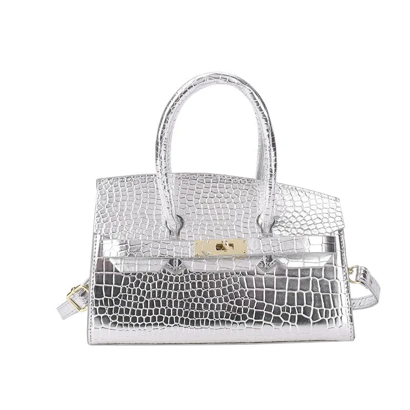 Cross-Border Crocodile Pattern Platinum Bag for Women2023New Ladies' Bags Large Capacity Handbag Commuter Crossbody Women's Bag