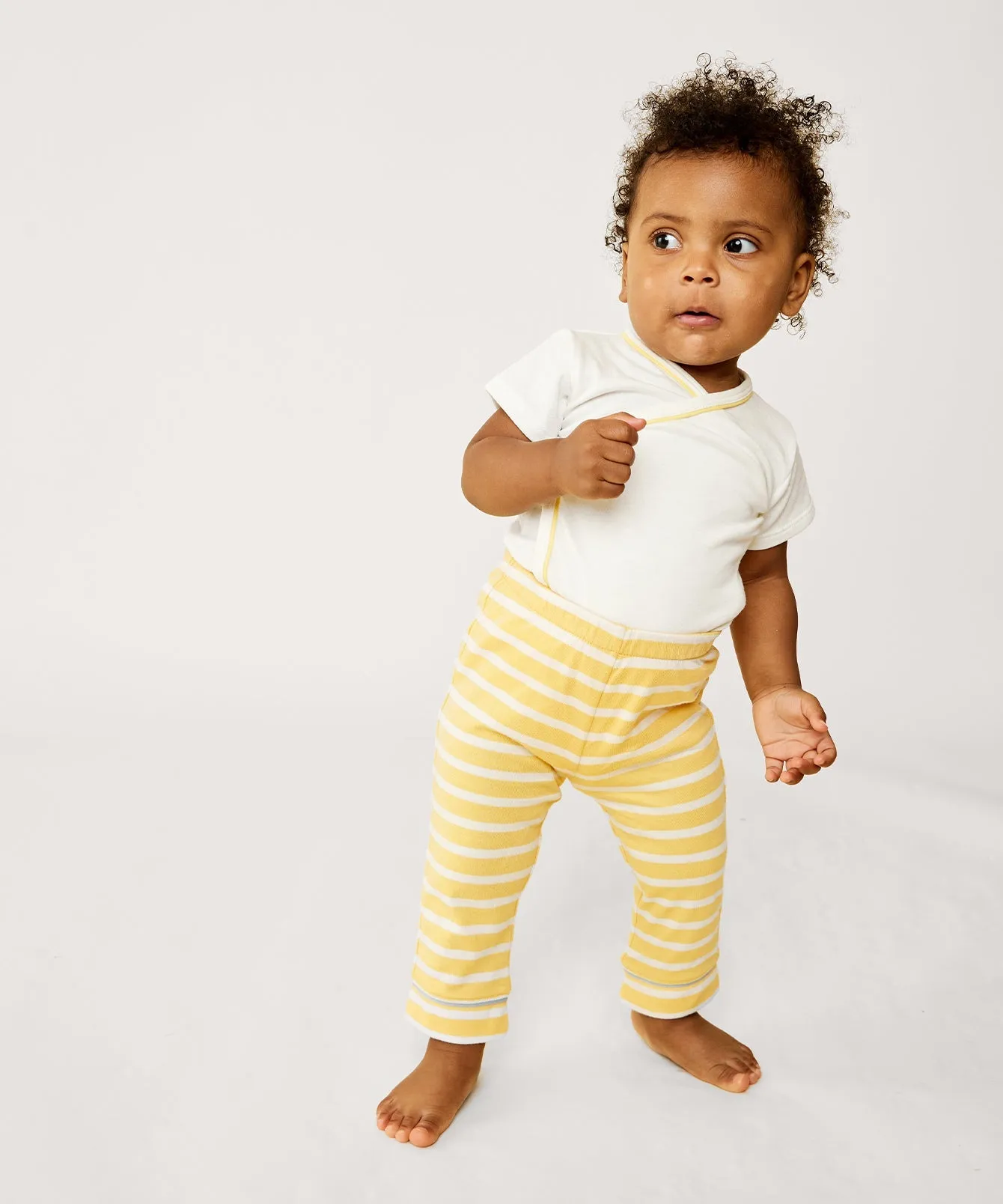Crossbody Short Sleeve One-piece, Yellow Piping