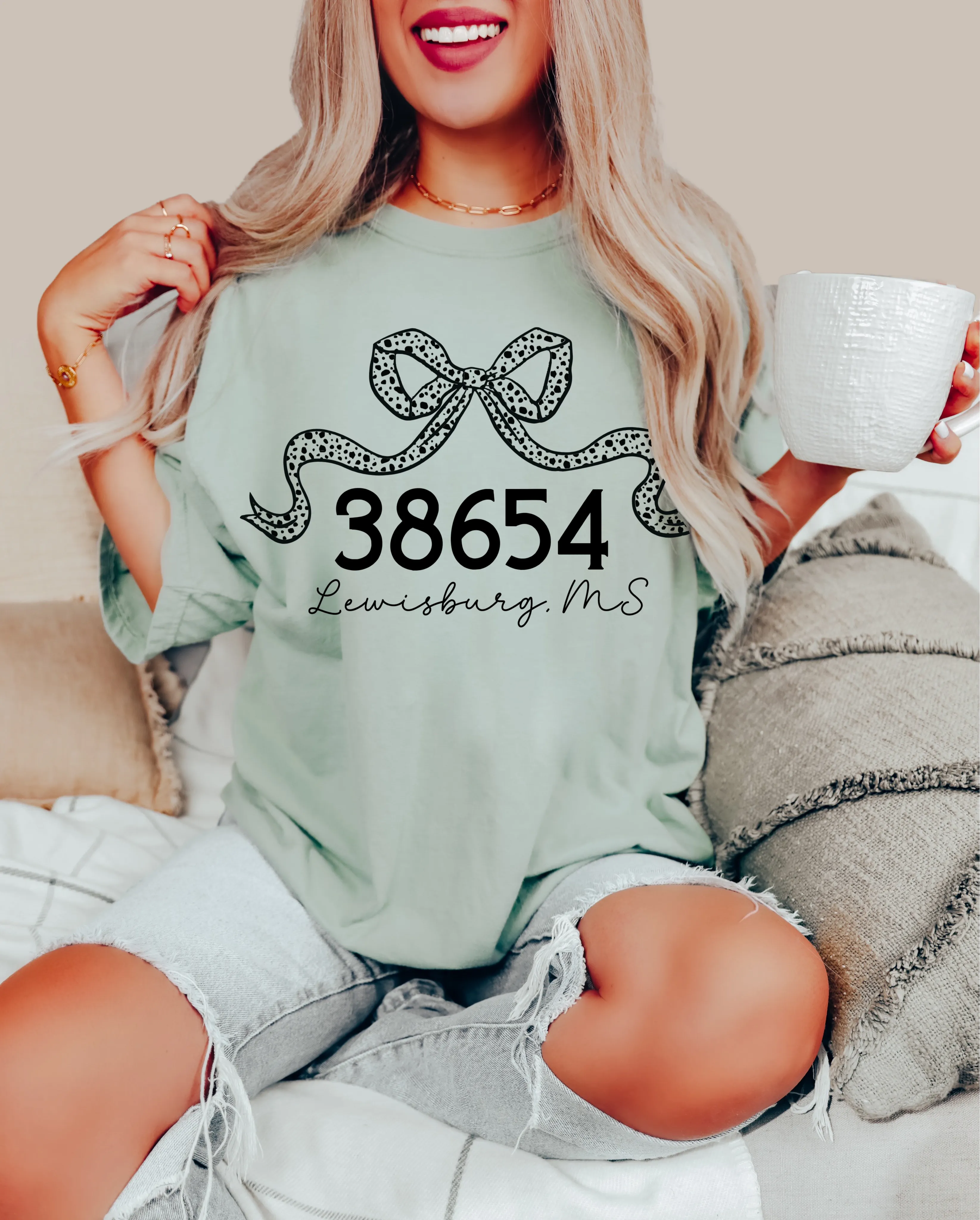 Custom Zip Code Bow Coquette Shirt/Comfort Colors/ Multiple Colors