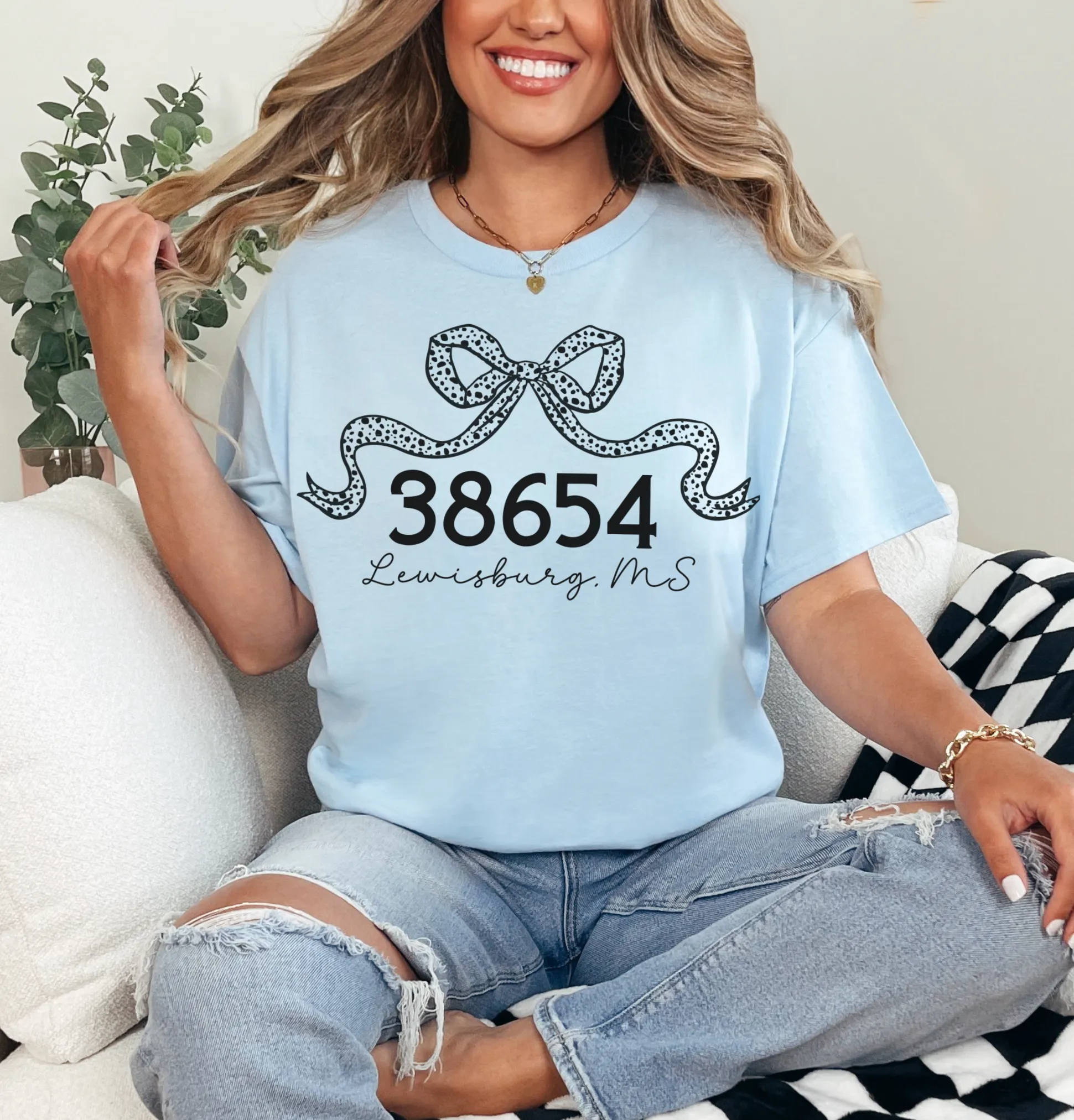 Custom Zip Code Bow Coquette Shirt/Comfort Colors/ Multiple Colors