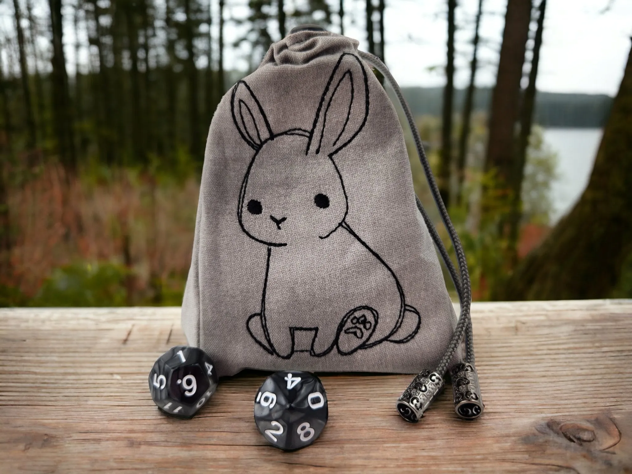 Cute bunny dice bag, TTRPG