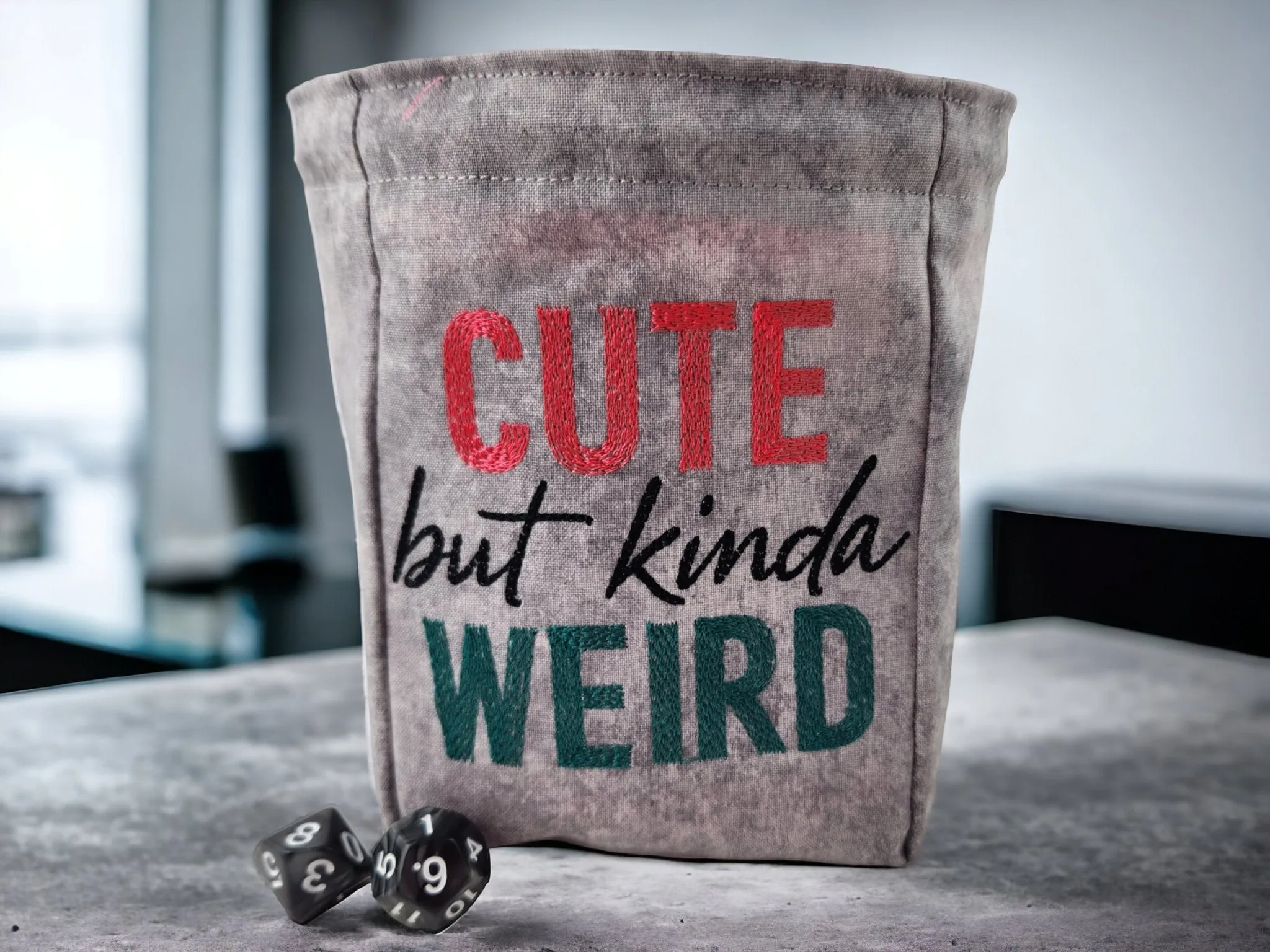 Cute but kinda weird dice bag