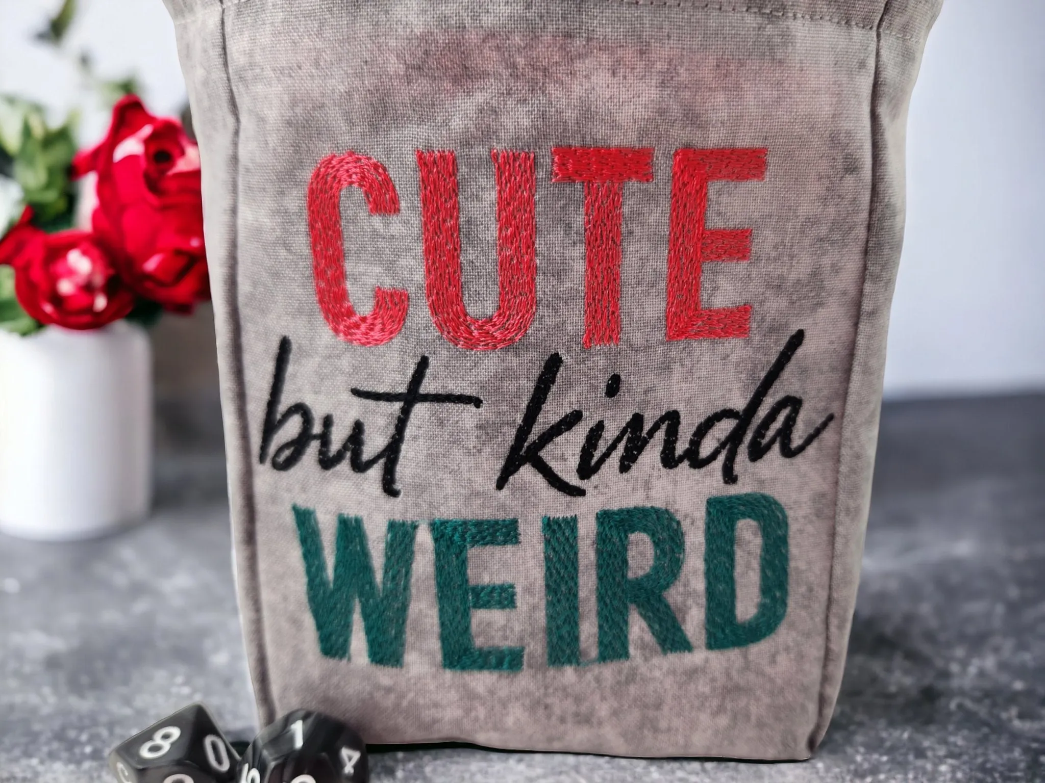 Cute but kinda weird dice bag