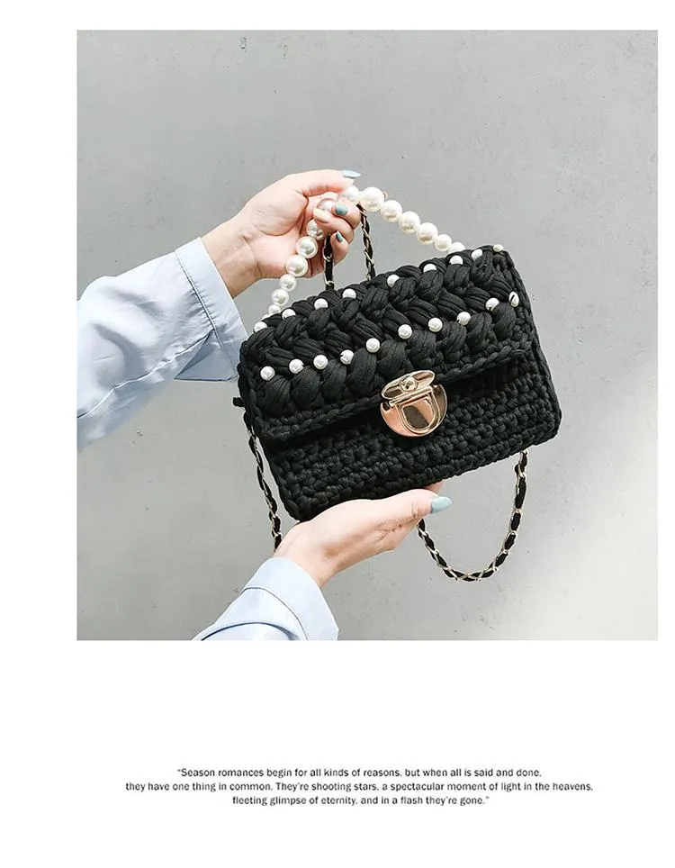 Cute Light Gray Crochet Small Handbag Crossbody Purse Crochet Shoulder Bag for Girl Cute Crochet Purses