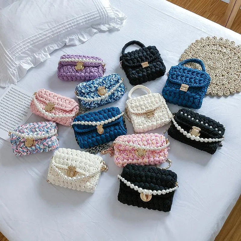 Cute Light Gray Crochet Small Handbag Crossbody Purse Crochet Shoulder Bag for Girl Cute Crochet Purses