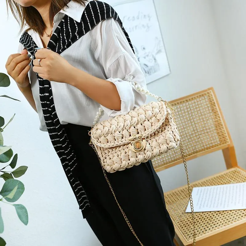 Cute Light Gray Crochet Small Handbag Crossbody Purse Crochet Shoulder Bag for Girl Cute Crochet Purses