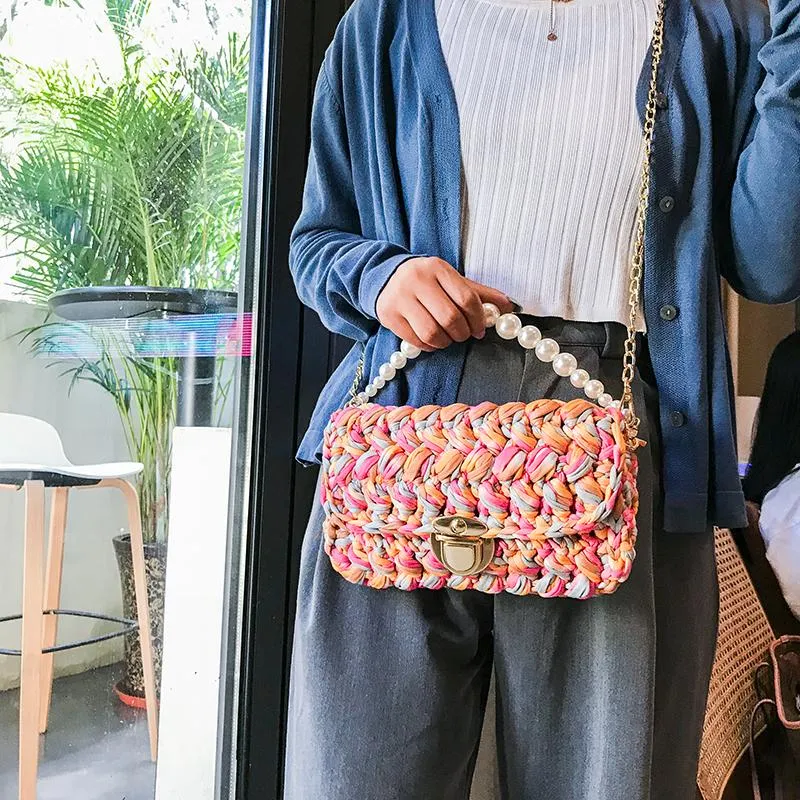 Cute Light Gray Crochet Small Handbag Crossbody Purse Crochet Shoulder Bag for Girl Cute Crochet Purses