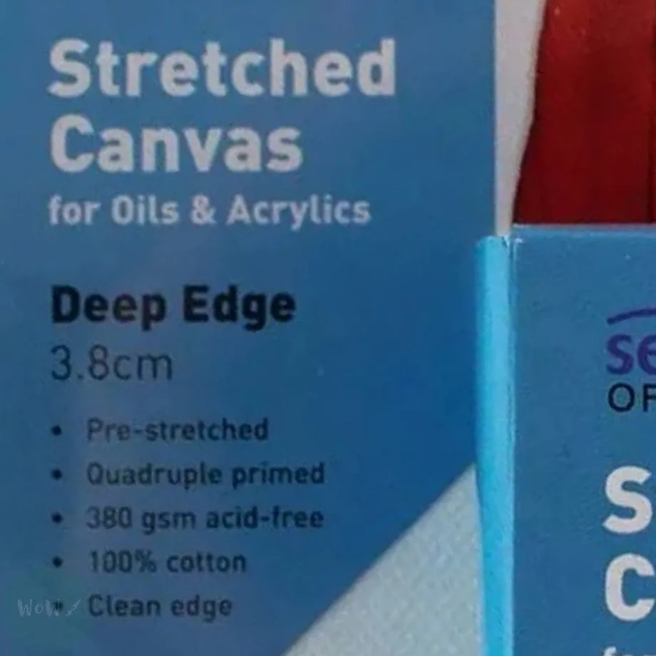 DEEP EDGE White Primed Stretched 100% Cotton Canvas 350gsm  -  SINGLES - A4 (210 x 297 mm, 8.3 x 11.7”)