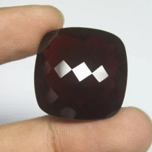 Deep Red GARNET Quartz Cushion Checker Cut Loose Gemstone, 25x25x14mm, 54.51ct