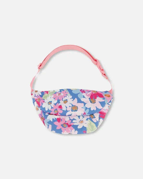 Deux Par Deux Printed Fanny Pack White, Pink, And Green Flowers