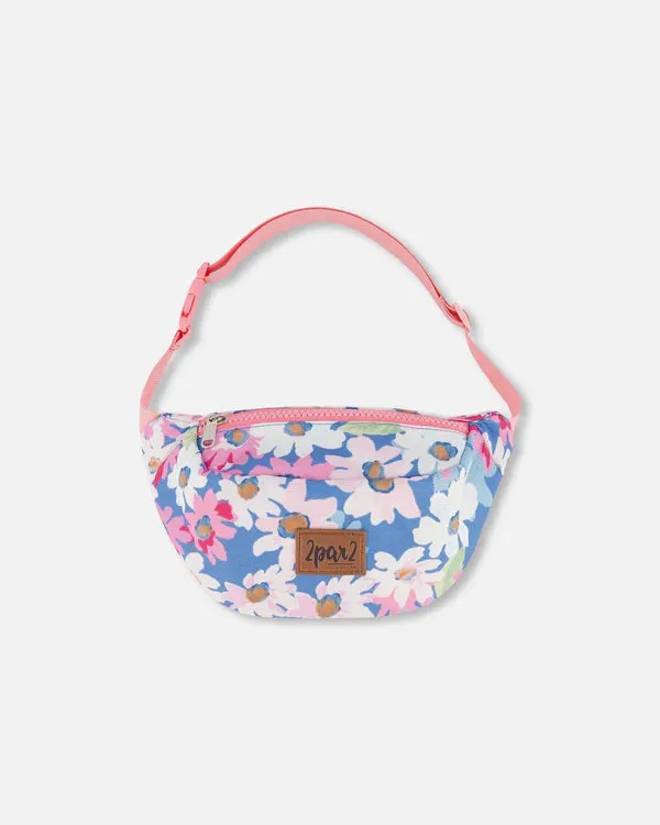 Deux Par Deux Printed Fanny Pack White, Pink, And Green Flowers
