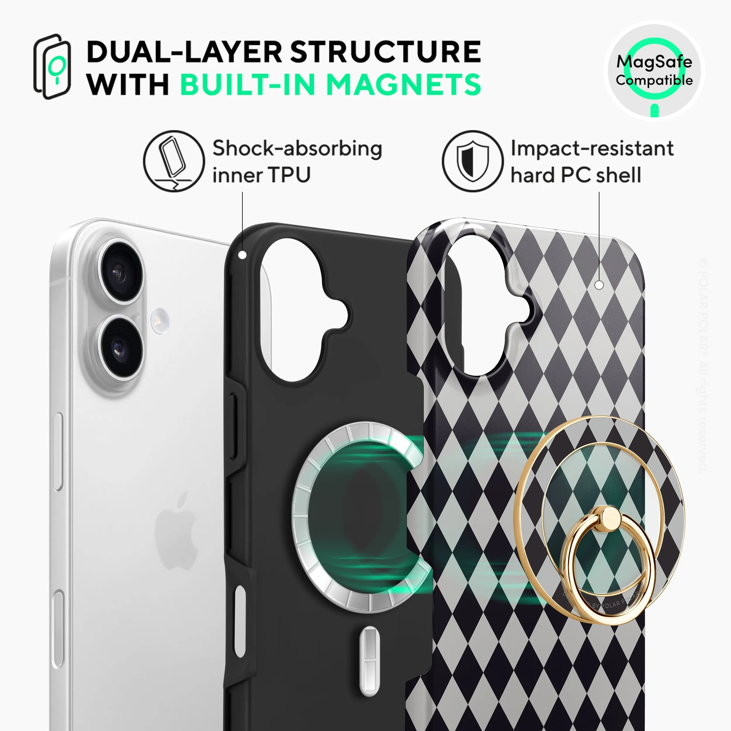 Diamond Black Checker - iPhone 16 Plus Case