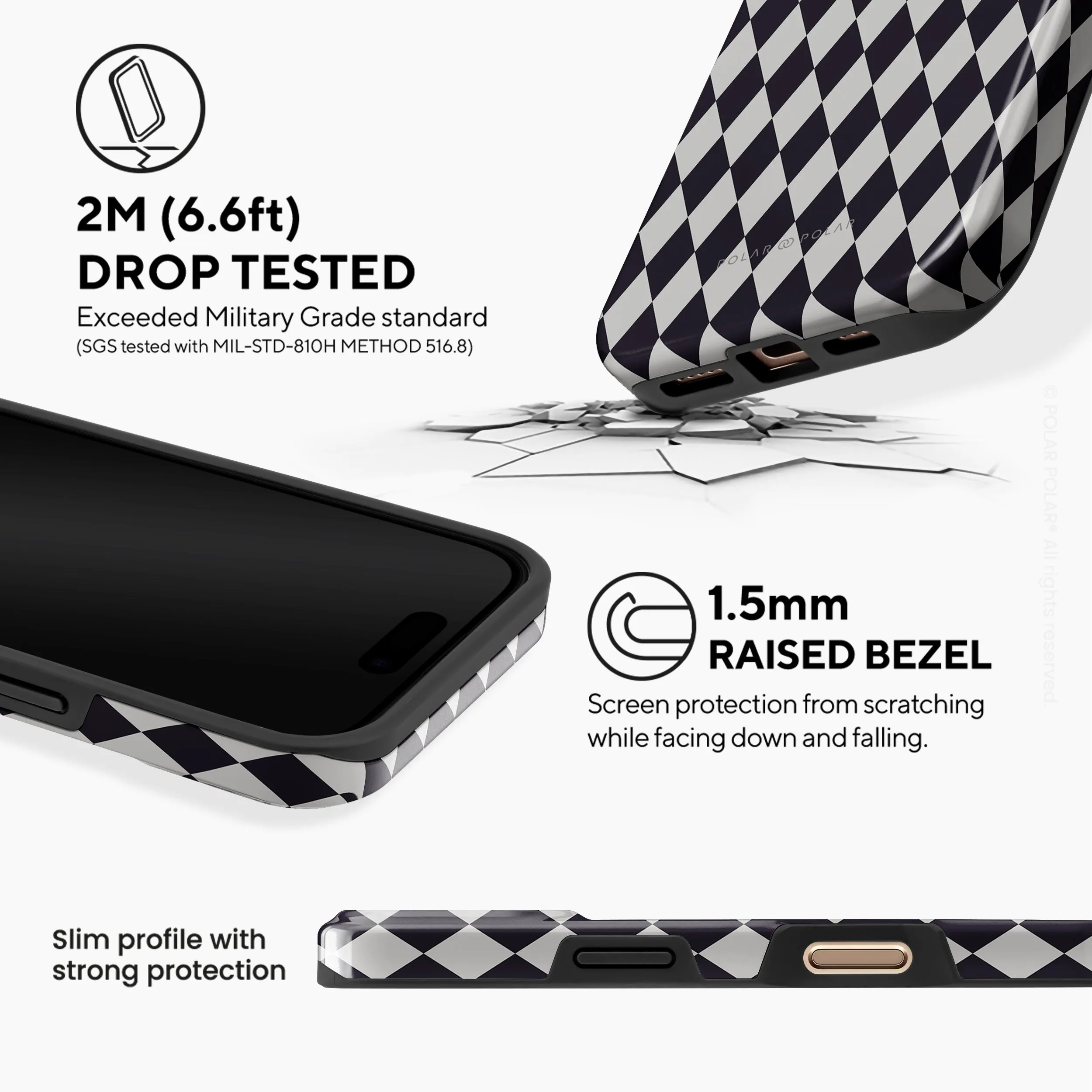 Diamond Black Checker - iPhone 16 Pro Case