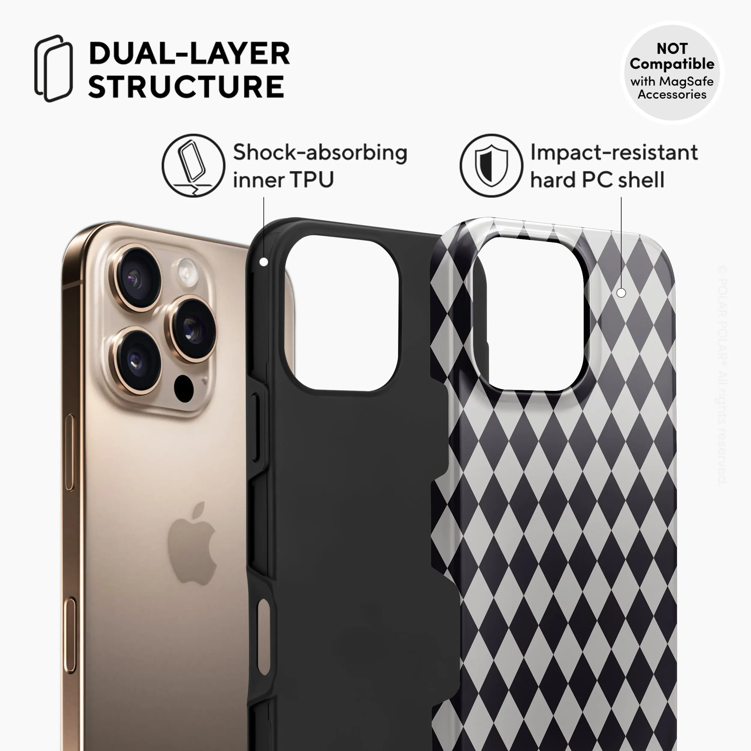 Diamond Black Checker - iPhone 16 Pro Max Case