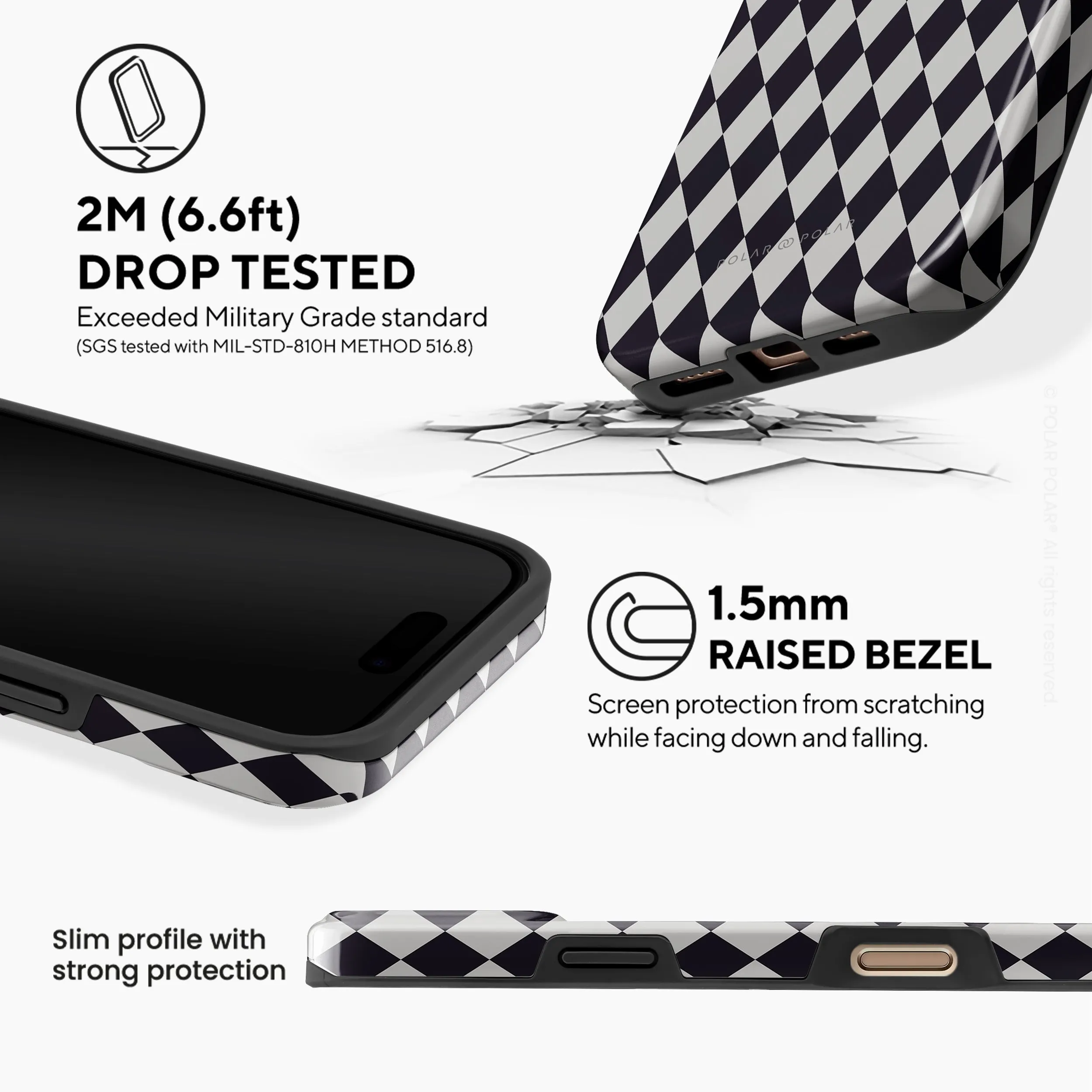 Diamond Black Checker - iPhone 16 Pro Max Case