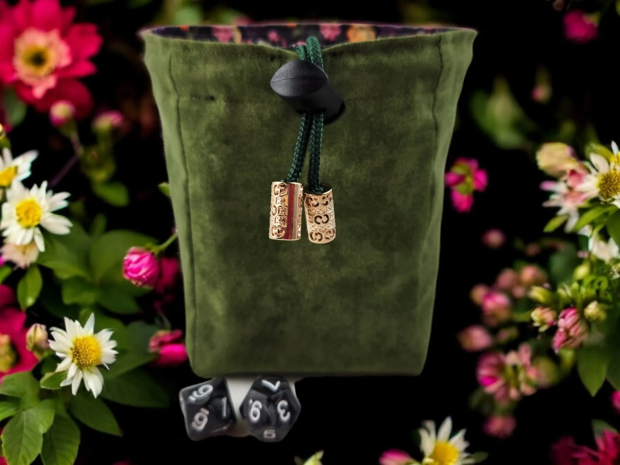 Dice and Flower dice bag, TTRPG