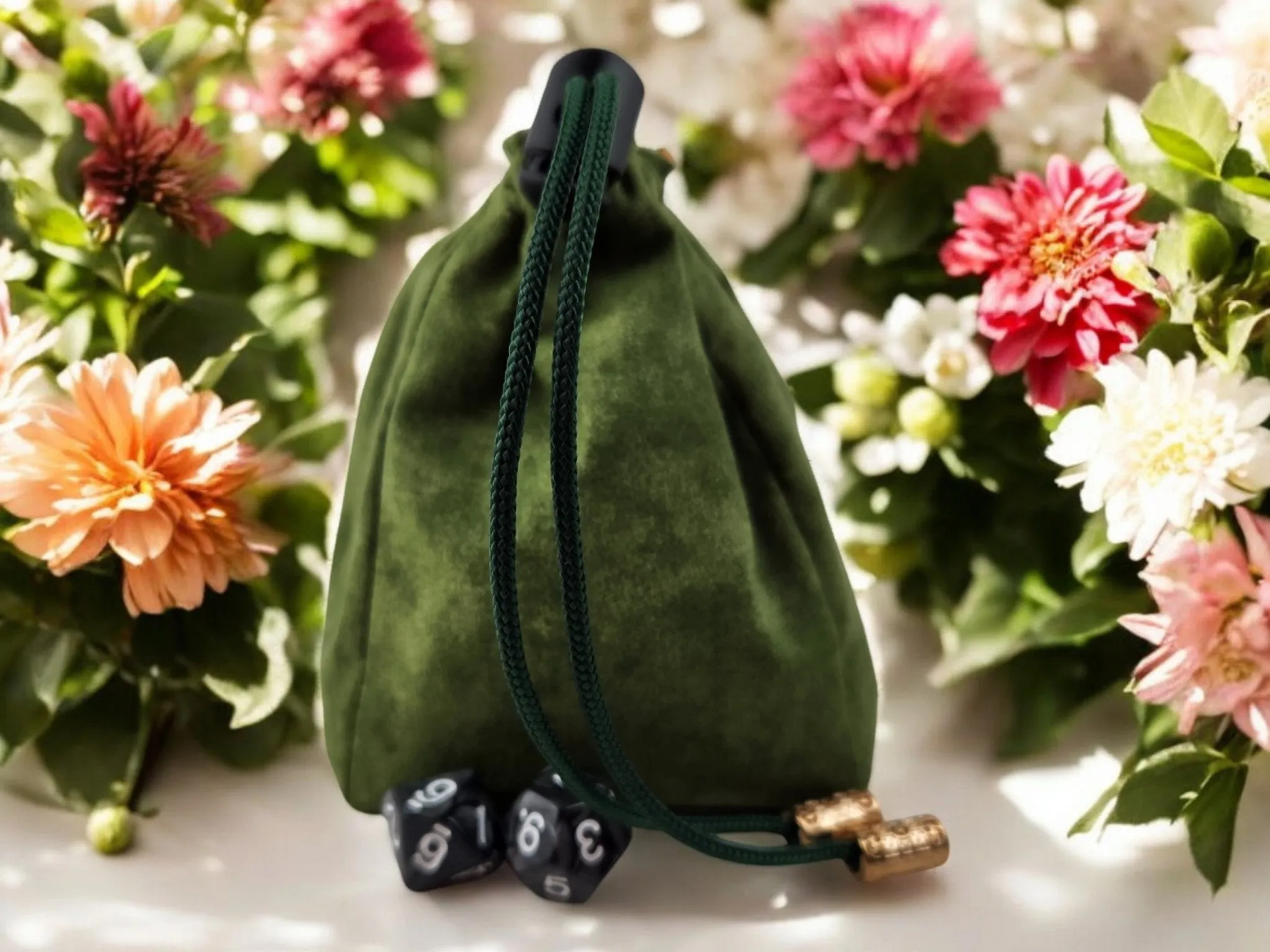 Dice and Flower dice bag, TTRPG