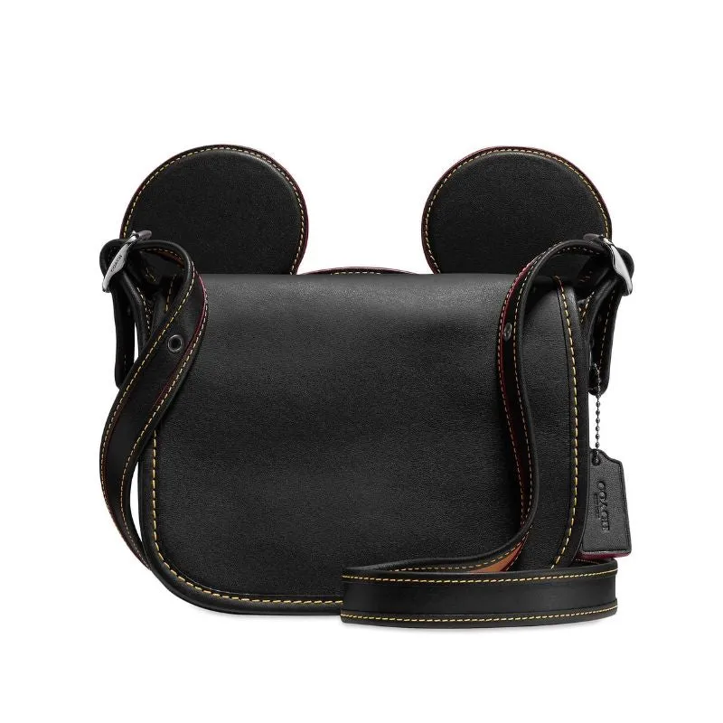 Disney Mickey Mouse Ears Patricia Saddle Black Crossbody Bag