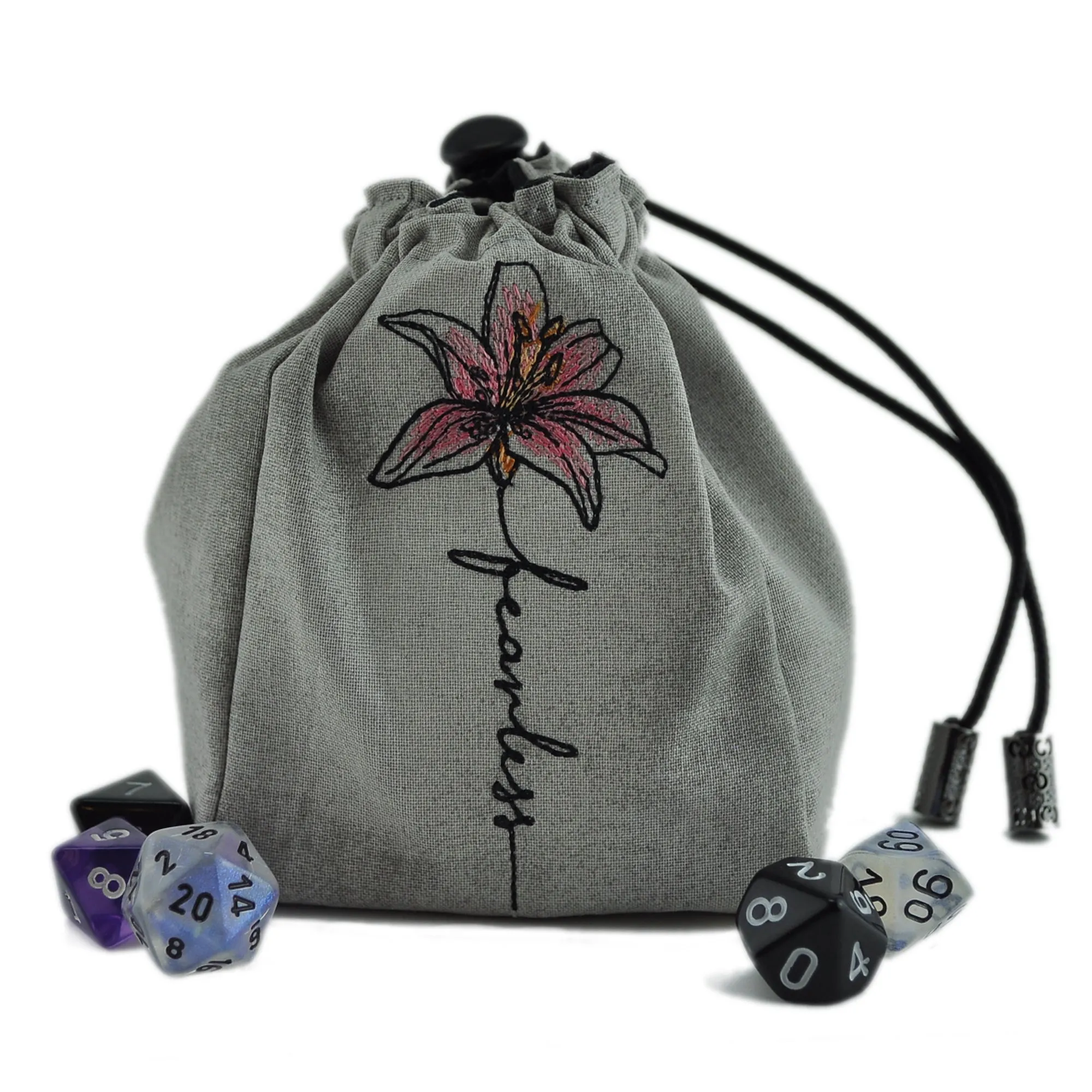dnd dice bag, Floral Fearless