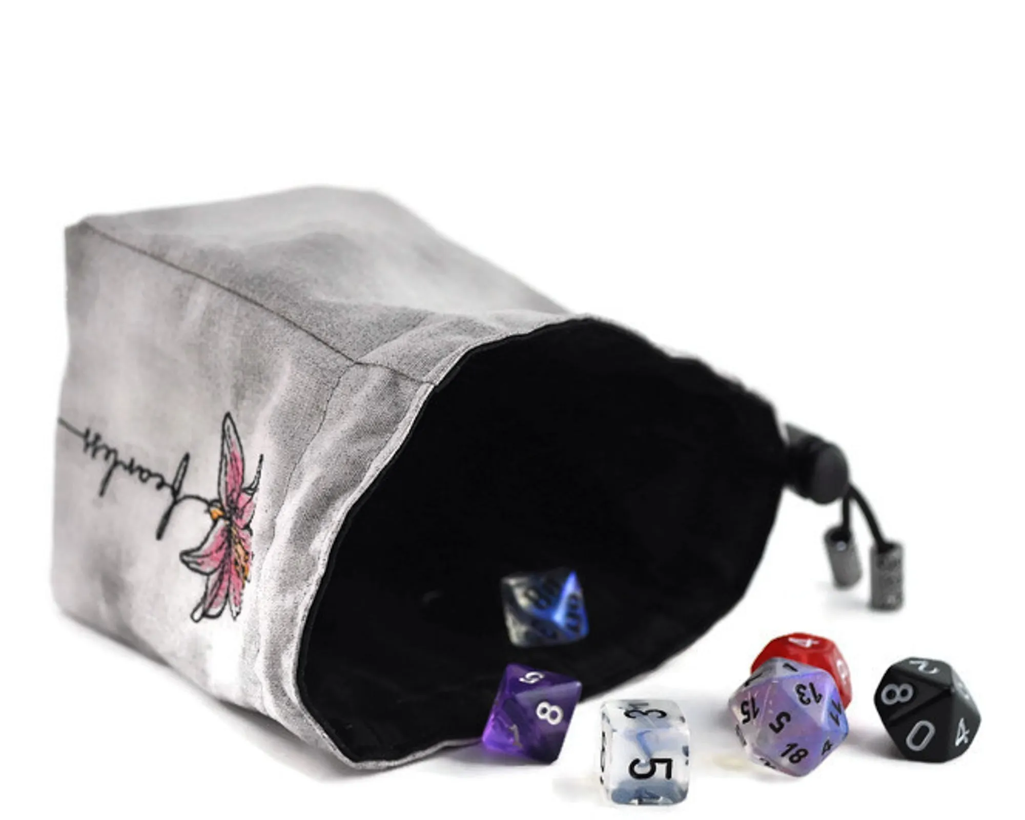 dnd dice bag, Floral Fearless