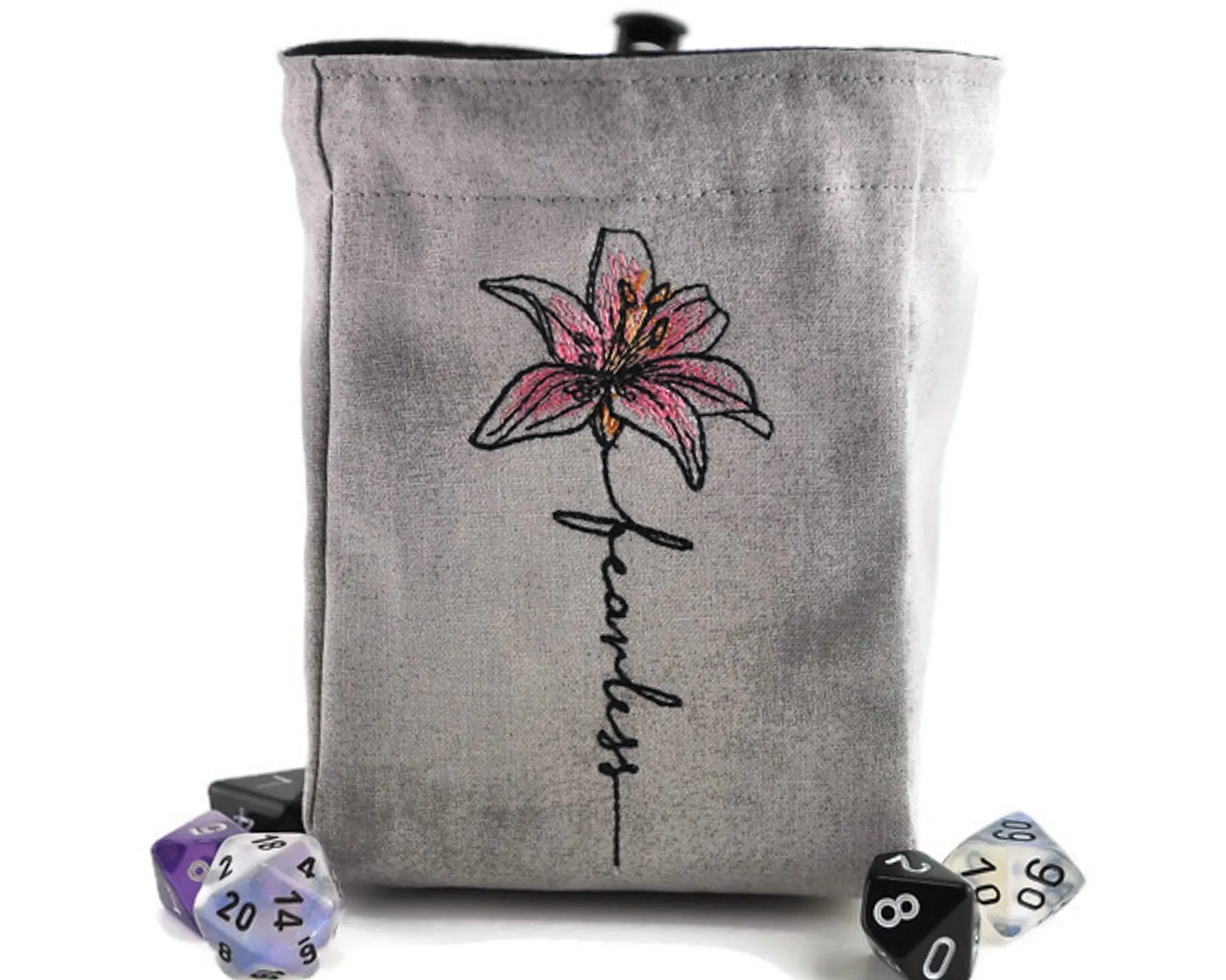 dnd dice bag, Floral Fearless