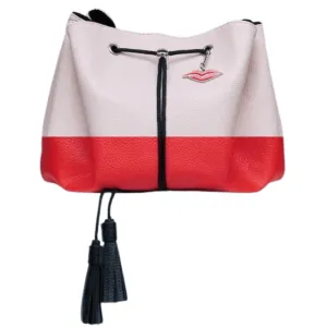 Donna May Vegan Drawstring Bag - Blush Pink & Red
