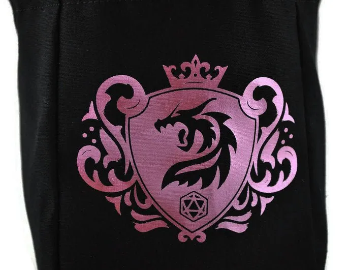 Dragon shield dice bag, metallic pink