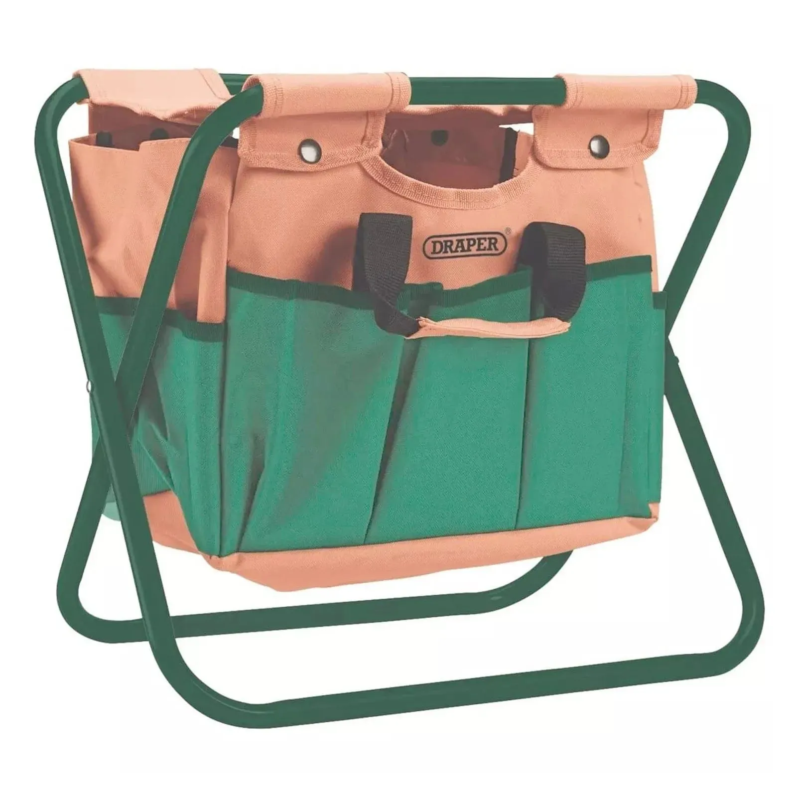 Draper 28052 Foldable Seat with Detachable 8 Pocket Tool Bag | Ideal for Camping Fishing or the Garden