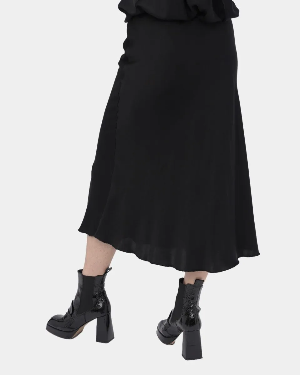 Elastic Waist Silky Slip Skirt