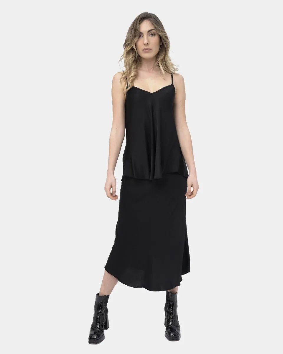 Elastic Waist Silky Slip Skirt