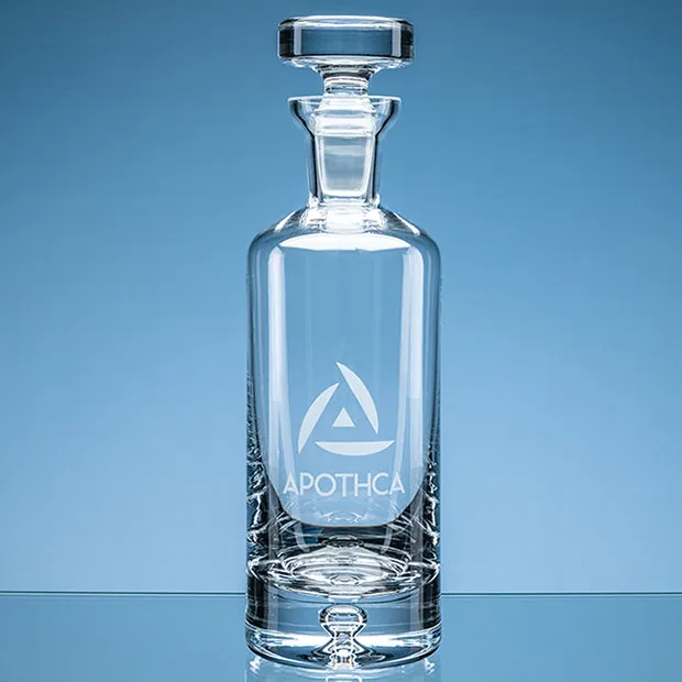 Engraved Bubble-Base Arran Round Glass Decanter