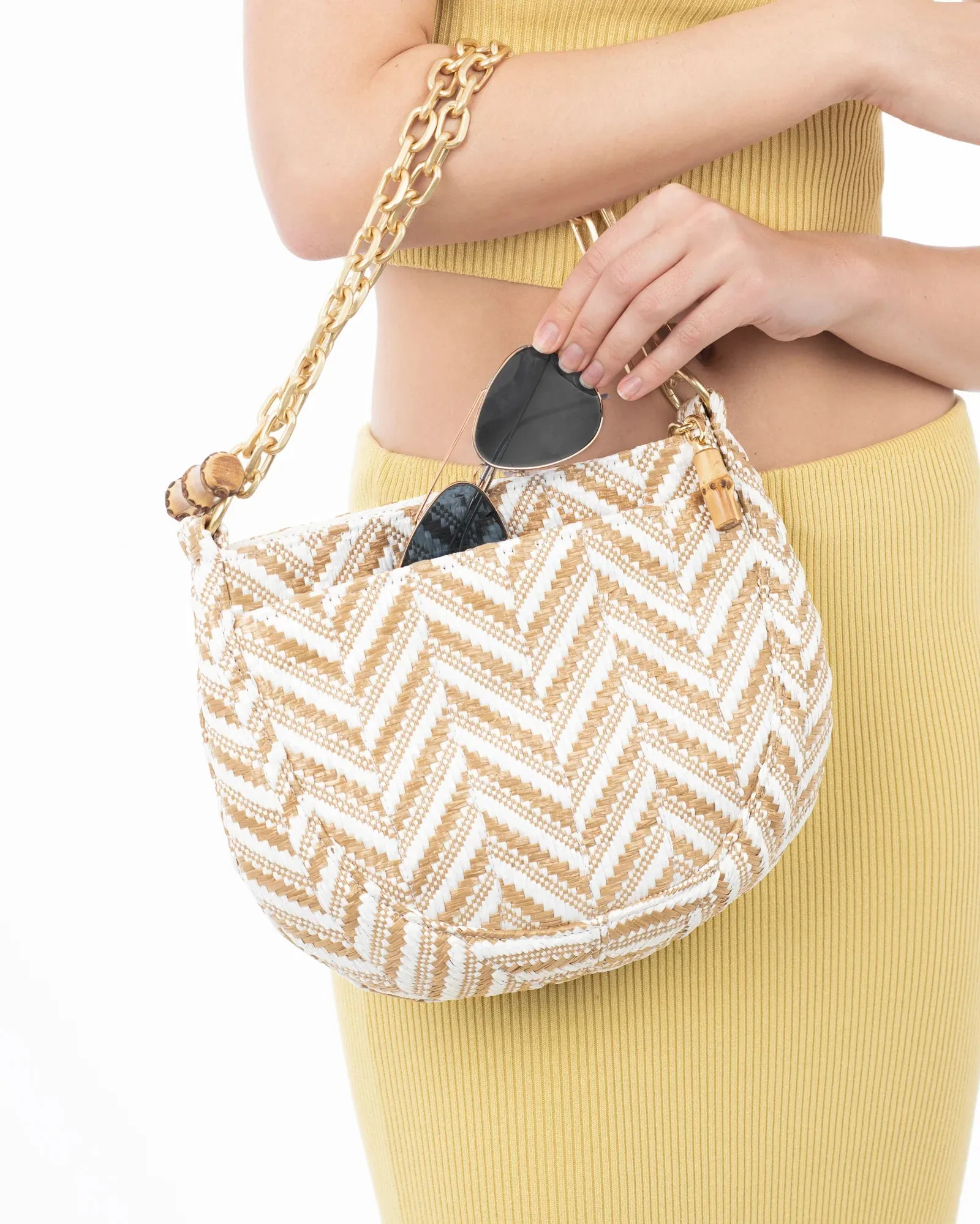 Eric Javits Chain Pouch Raffia Bag