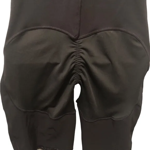 Everyday Mid Thigh Under Bust Bodysuit Sz. L Black Side Zip Medium Compression