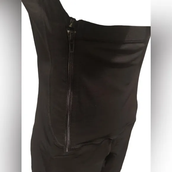 Everyday Mid Thigh Under Bust Bodysuit Sz. L Black Side Zip Medium Compression
