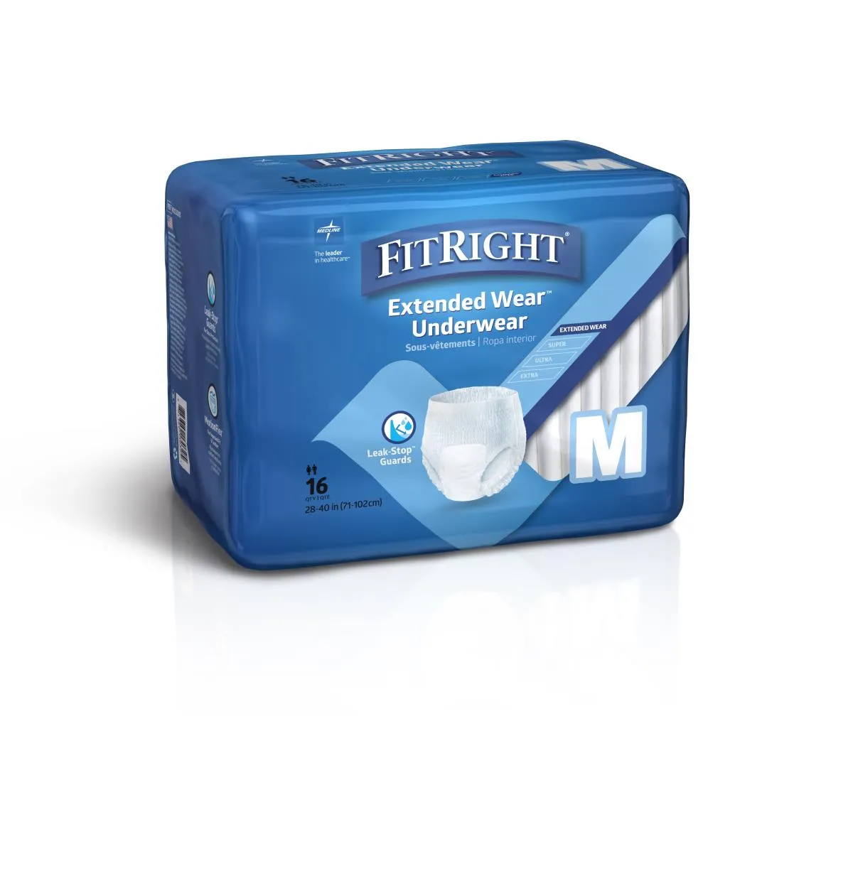 Extended Wear Adult Underwear, Medium, 28"-40" (bag of 16)