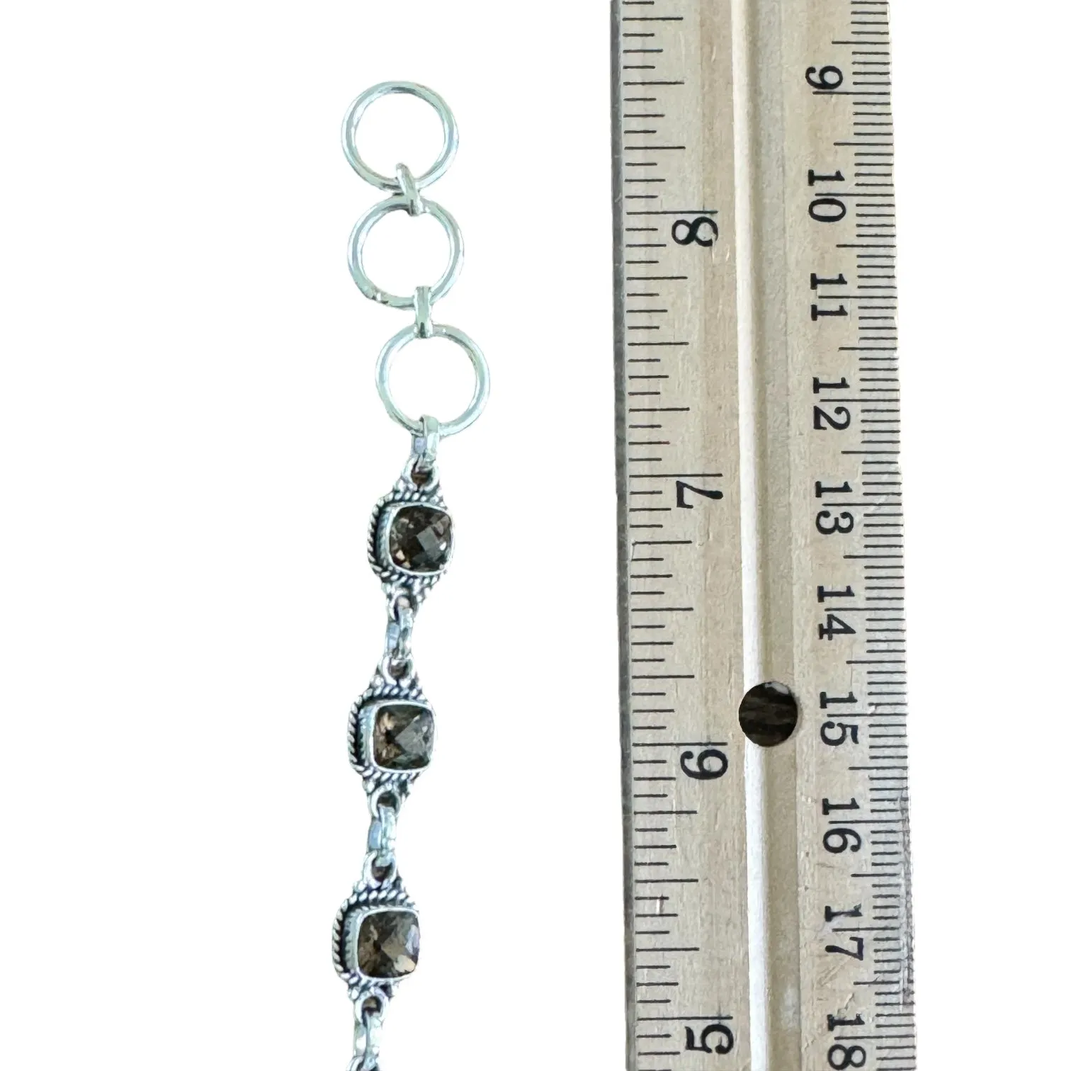 Faceted Smoky Topaz Solid 925 Sterling Silver Bracelet