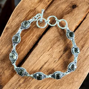 Faceted Smoky Topaz Solid 925 Sterling Silver Bracelet