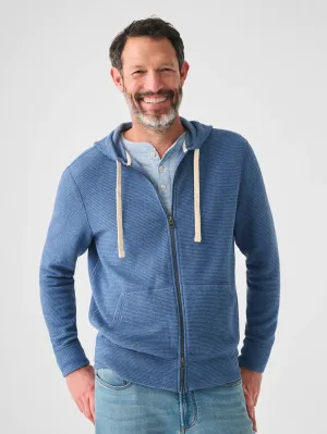 Faherty - Surf Waffle Zip Hoodie - Clearwater Heather