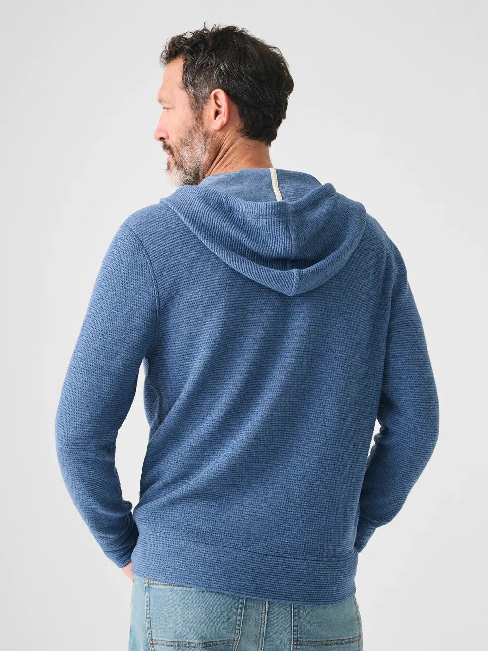Faherty - Surf Waffle Zip Hoodie - Clearwater Heather