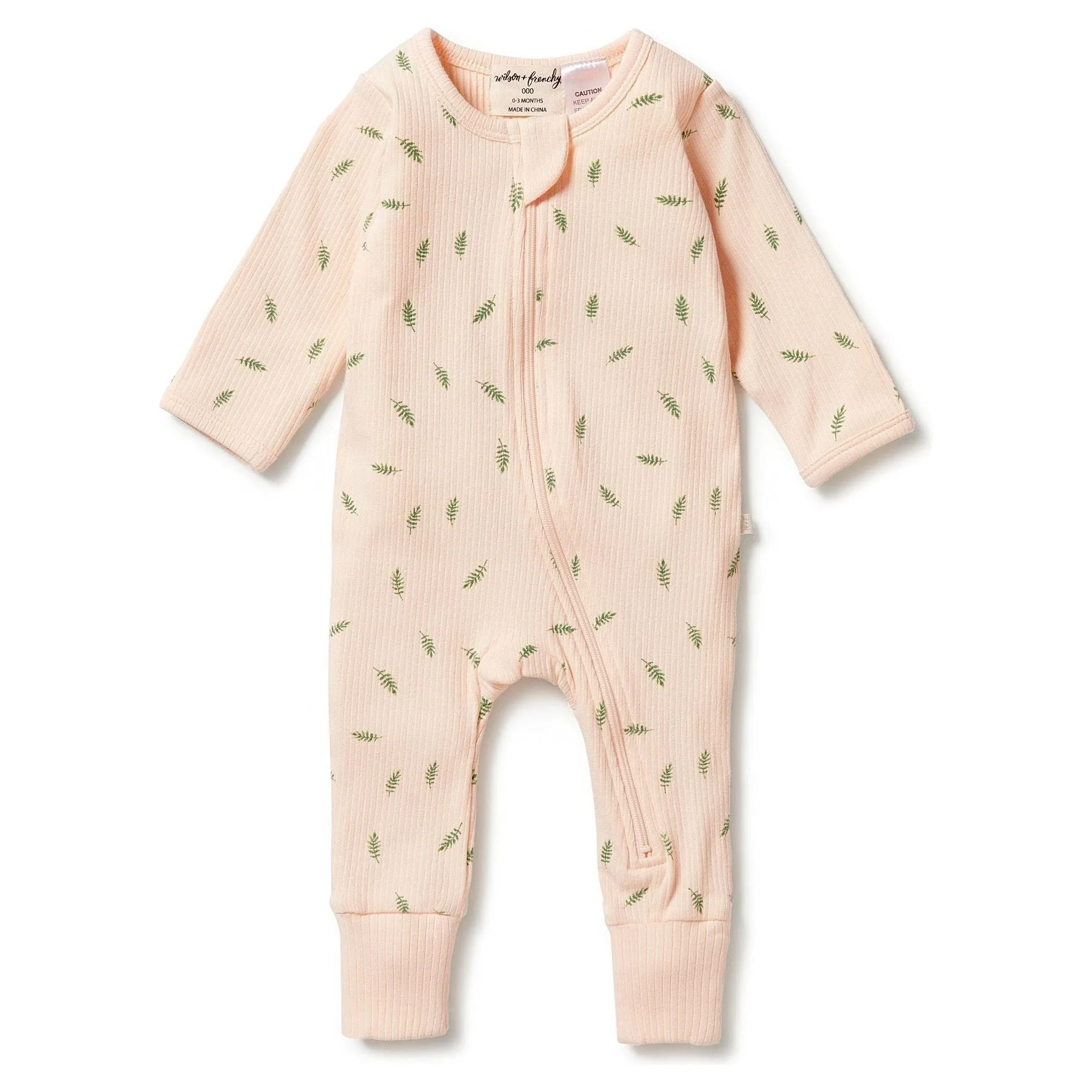 Falling Leaf - Organic Rib Zipsuit with Feet