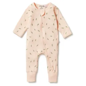 Falling Leaf - Organic Rib Zipsuit with Feet