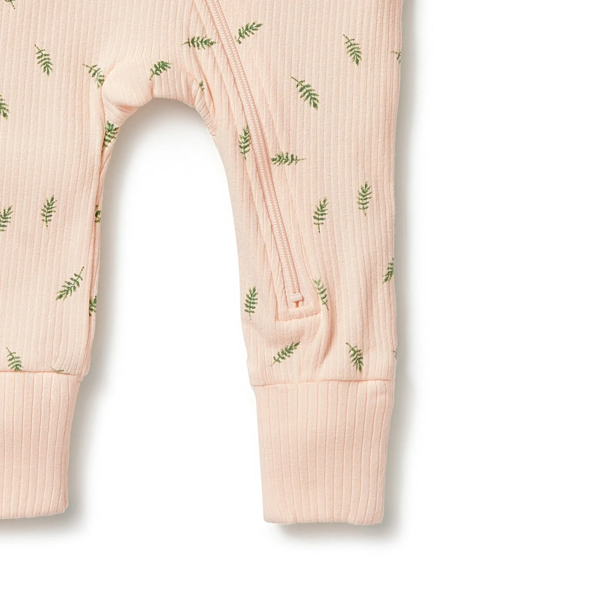 Falling Leaf - Organic Rib Zipsuit with Feet