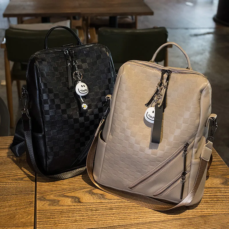 Fashion Checkerboard Backpack Casual Shoulder Bag