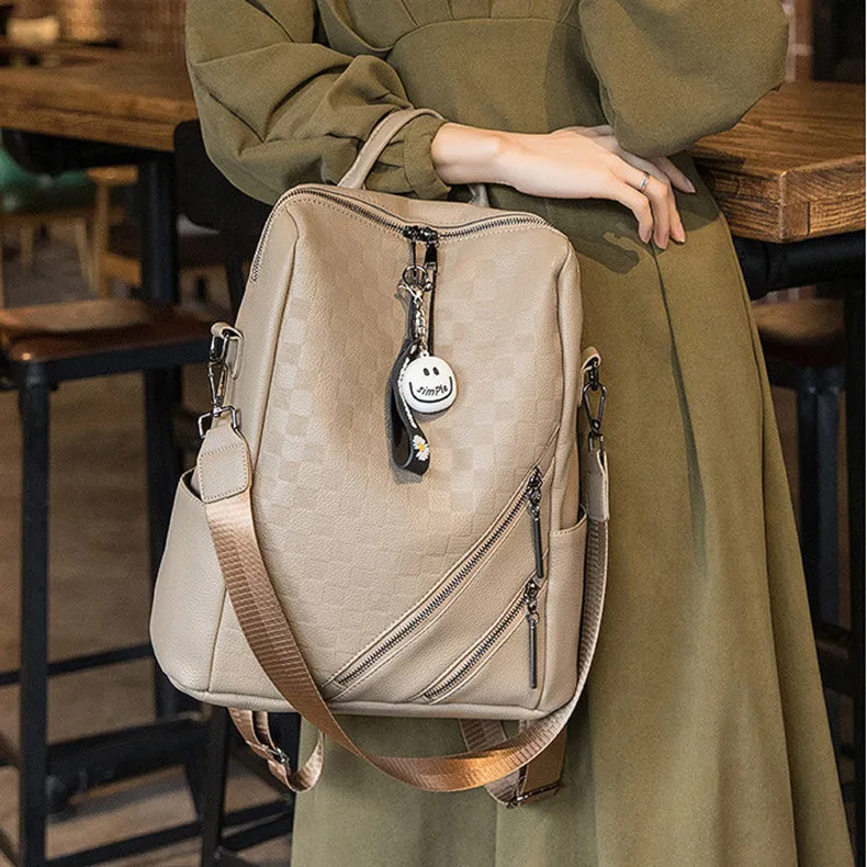 Fashion Checkerboard Backpack Casual Shoulder Bag