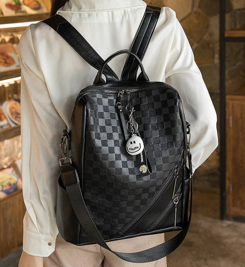 Fashion Checkerboard Backpack Casual Shoulder Bag